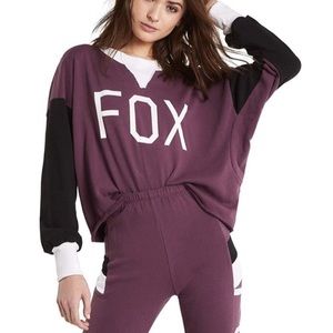 WILDFOX TRUE LOVE “FOX” Sweatshirt FOX COLOR BLOCK PURPLE & BLACK SWEATSHIRT NEW